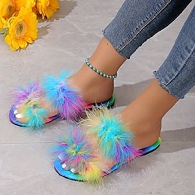 Women's Slippers Fuzzy Slippers Fluffy Slippers Outdoor Slippers Outdoor Daily Summer Flat Heel Open Toe Casual Bohemia PU Loafer Blue Lightinthebox Women's Slippers Fuzzy Slippers Fluffy Slippers Outdoor Slippers Outdoor Daily Summer Flat Heel Open Toe Casual Bohemia PU Loafer Blue Lightinthebox