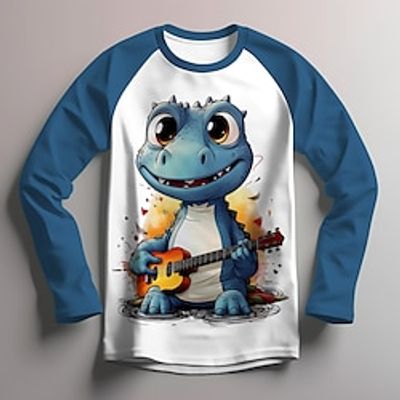 Boys 3D Cartoon Dinosaur Raglan Sleeve Shirt Long Sleeve 3D Print Spring Fall Sports Fashion Streetwear Polyester Kids 3-12 Years Crew Neck Outdoor Casual Daily Regular Fit Lightinthebox