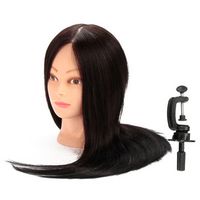 100% Black Real Human Hair Practice Mannequin Training Head Hairdressing Cutting With Clamp