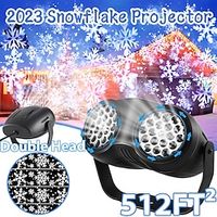 LED 162 pattern double barrel snow projection lights Wedding party decorative lights Christmas Halloween rotating stage lights miniinthebox - thumbnail
