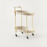 Mirror Detail Serving Metal Trolley - 56x34x70 cms