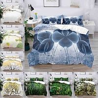 Botanical Pattern 3-Piece Duvet Cover Set Hotel Bedding Sets Comforter Cover with Soft Lightweight Microfiber, Include 1 Duvet Cover, 2 Pillowcases for Double/Queen/King(1 Pillowcase for Twin/Single) miniinthebox - thumbnail