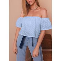 Shirt Blouse Women's Blue Purple Plain Cold Shoulder Street Daily Fashion Off Shoulder Regular Fit S Lightinthebox