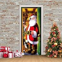Christmas 3D Stickers Waterproof Door Stickers Xmas Door Mural Peel Self Adhesive Wallpaper PVC Sticker Removable Wall Decal for Home Office Decoration Lightinthebox - thumbnail