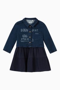 Denim Mixed-fabric Dress