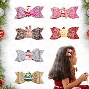 6 Pieces Toddler Girls' Active School  Outdoor  Christmas Gifts Animal  Cartoon Bow Cotton Hair Accessories MS3415 hair clips 6 pcs One-Size Lightinthebox