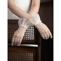 Breathable Mesh Wrist Length Glove Elegant  Sweet Style With Beading  Ruffles Wedding  Party Glove Lightinthebox - thumbnail