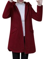 Casual Solid Hooded Long Sleeve Thicken Coat