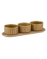 Ladelle Heath Caramel 4 Pieces Bowl & Tray Set