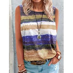 Women's Tank Top Color Block Daily Vacation Print Yellow Sleeveless Casual Crew Neck Summer Lightinthebox