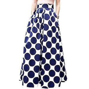 Women's Skirt A Line Swing Maxi Black Red Navy Blue Skirts Fall  Winter Pocket Polka Dot Pattern Fashion Casual Street Daily S M L miniinthebox