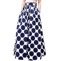 Women's Skirt A Line Swing Maxi Black Red Navy Blue Skirts Fall  Winter Pocket Polka Dot Pattern Fashion Casual Street Daily S M L miniinthebox - thumbnail