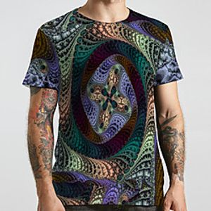 Men's Unisex Tee T shirt 3D Print Graphic Prints Geometry Plus Size Print Short Sleeve Casual Tops Basic Designer Big and Tall Rainbow miniinthebox