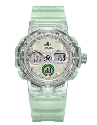 Astro Kids P3202 Movement Watch, Analog-Digital Display and Polyurethane Strap, Green - A23822-PPGG