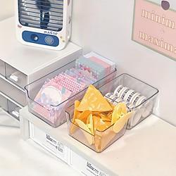 Transparent Desktop Storage Box: Cute PET Plastic Organizer for Makeup, Jewelry, and Stationery, Perfect for Students and Tidy Desks Lightinthebox