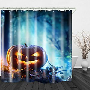 Halloween Evil Pumpkin Digital Printing Shower Curtain English Green Leaf Digital Printing Shower Curtain Shower Curtains amp; Hooks Modern Polyester New Design miniinthebox