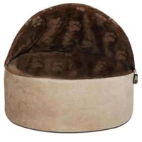 K&H Self-Warming Kitty Bed Hooded Small Chocolate/Tan 16"/41 Cms