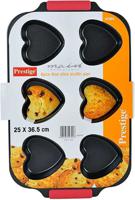 Prestige Non Stick Heart Muffin Pan, 6 Pieces, Black - PR42304