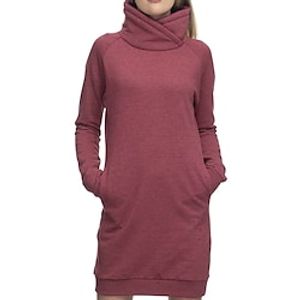 Women's Hoodie Dress Sweatshirt Dress Short Mini Dress Light Pink Long Sleeve Pure Color Pocket Fall Winter Turtleneck Casual Modern 2022 S M L XL XXL 3XL Lightinthebox