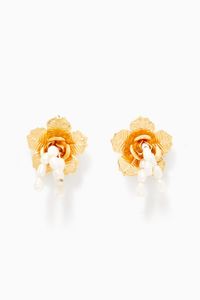 Rose Earrings in 24k Gold-Plated Bronze