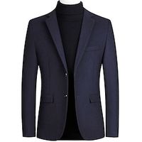Men's FallWinter Tweed Blazer Jacket Regular Slim Fit Keep Warm Single Breasted Two-buttons Black Burgundy Dark Blue Grey 2023 Lightinthebox - thumbnail