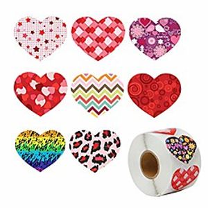 500 pieces funky heart roll stickers, valentines day colorful heart shaped sticker, valentines love decorative sticker, heart adhesive labels for wedding party accessories favor Lightinthebox
