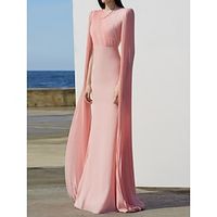 Mermaid  Trumpet Evening Gown Elegant Dress Formal Sweep  Brush Train Long Sleeve Jewel Neck Stretch Chiffon with Pleats 2023 Lightinthebox - thumbnail
