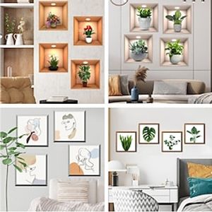 4pcs Wall Stickers Creative Combination Potted Plant Illustrations Decorative Stickers Wall Stickers Self-adhesive Living Room Wall Stickers miniinthebox
