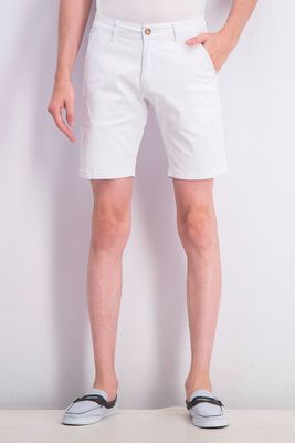 Mens Solid Slant Pocket Bermuda Shorts White Mens Solid Slant Pocket Bermuda Shorts White