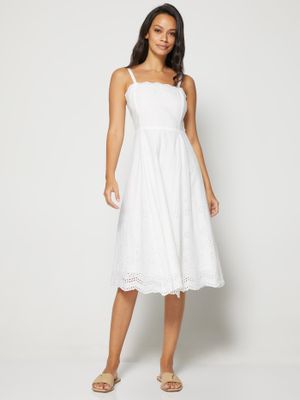 Squareneck Eyelet Midi Dress Squareneck Eyelet Midi Dress