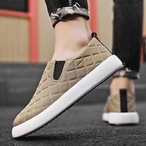 Men's Loafers  Slip-Ons Sporty Look Casual Athletic Walking Shoes Cloth Breathable Black White Khaki Fall miniinthebox