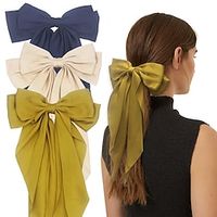 3PCS Big Silky Satin Hair Bows for Women Large Hair Barrettes Ribbon for Girls Long Hair Clips French Barrette Cute Kawaii Bowknot Hairpin Lolita Hair Accessories Lightinthebox