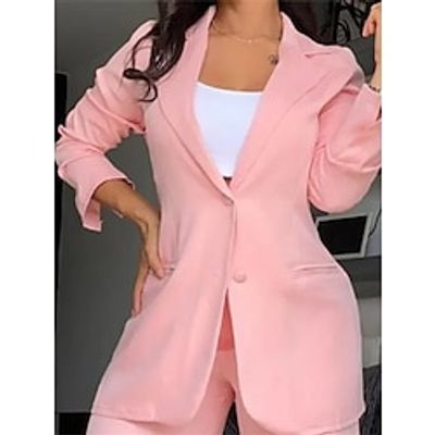 Women's Blazer Single Breasted Lapel Jacket Office Formal Work Blazer Windproof Fashion Outerwear Long Sleeve Fall Lightinthebox