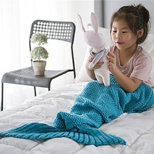 Simple Mermaid Blanket Mermaid Tail Knitted Blanket Throw Blanket For Baby personalized baby blankets Lightinthebox