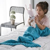 Simple Mermaid Blanket Mermaid Tail Knitted Blanket Throw Blanket For Baby personalized baby blankets Lightinthebox - thumbnail