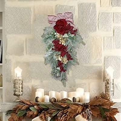 Christma Swag, Christmas Holiday Swag Wreaths for Front Doo for Wall Window Fireplace IndoorOutdoor Xmas Decor miniinthebox