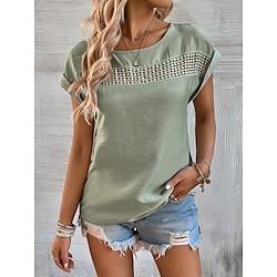 Women's Lace T-shirt Plain Daily Vacation Lace Black Short Sleeve Fashion Crew Neck Summer Lightinthebox