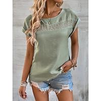 Women's Lace T-shirt Plain Daily Vacation Lace Black Short Sleeve Fashion Crew Neck Summer Lightinthebox