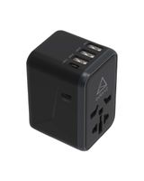 ADONIT Universal Adapter 3A2C International Wall Charger PD 61W (4 USB-A + 1 USB-C) Black