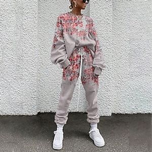 Women's Active Streetwear Graphic Sports Outdoor Casual Two Piece Set Sweatshirt Tracksuit Pants Sets Jogger Pants Drawstring Print Tops miniinthebox