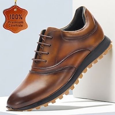 Men's Oxfords Formal Shoes Dress Shoes British Gentleman Office  Career Party  Evening Leather Italian Full-Grain Cowhide Comfortable Slip Resistant Lace-up Dark Brown Lightinthebox