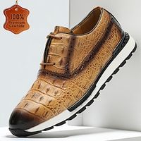 Men's Sneakers Formal Shoes Dress Shoes Sporty Athletic Office  Career Leather Italian Full-Grain Cowhide Comfortable Slip Resistant Lace-up Brown Lightinthebox