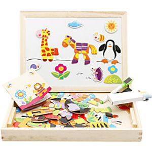 Wooden Educational Toys Magnetic Art Easel Animals Wooden Puzzles Games for Kids miniinthebox