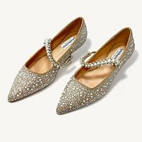 Women's Heels Wedding Shoes Dress Shoes Sparkling Shoes Wedding Party Rhinestone Flat Heel Stiletto Pointed Toe Elegant Fashion Microbial Leather Loafer Flat 0.39 IN Heeled 2.75 IN Heeled 3.54 IN Lightinthebox