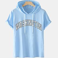 Men's Unisex Tee T shirt Hot Stamping Graphic Prints Letter Plus Size Short Sleeve Casual Tops Cotton Basic Designer Big and Tall White Blue Black miniinthebox - thumbnail