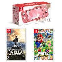 Switch Lite Console Coral Pink with The Legend of Zelda: Breath of the Wild & Mario Party Superstars - thumbnail