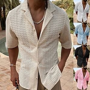 Men's Sweater Cardigan Sweater Sweater Jacket Ribbed Knit Cropped Knitted Turndown Going out Clothing Apparel Spring  Summer Black White M L XL miniinthebox