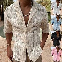 Men's Sweater Cardigan Sweater Sweater Jacket Ribbed Knit Cropped Knitted Turndown Going out Clothing Apparel Spring  Summer Black White M L XL miniinthebox - thumbnail