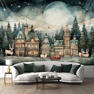 Christmas House Hanging Tapestry Wall Art Large Xmas Tapestry Mural Decor Photograph Backdrop Blanket Curtain Home Bedroom Living Room Decoration Lightinthebox