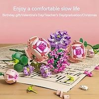 413pcs Building Blocks Bouquet Set Gift Wrapping Paper Valentine's Day Mother's Day Christmas Birthday Gift Can Decorate Bedroom Living Room Office Vase Not Included Lightinthebox - thumbnail